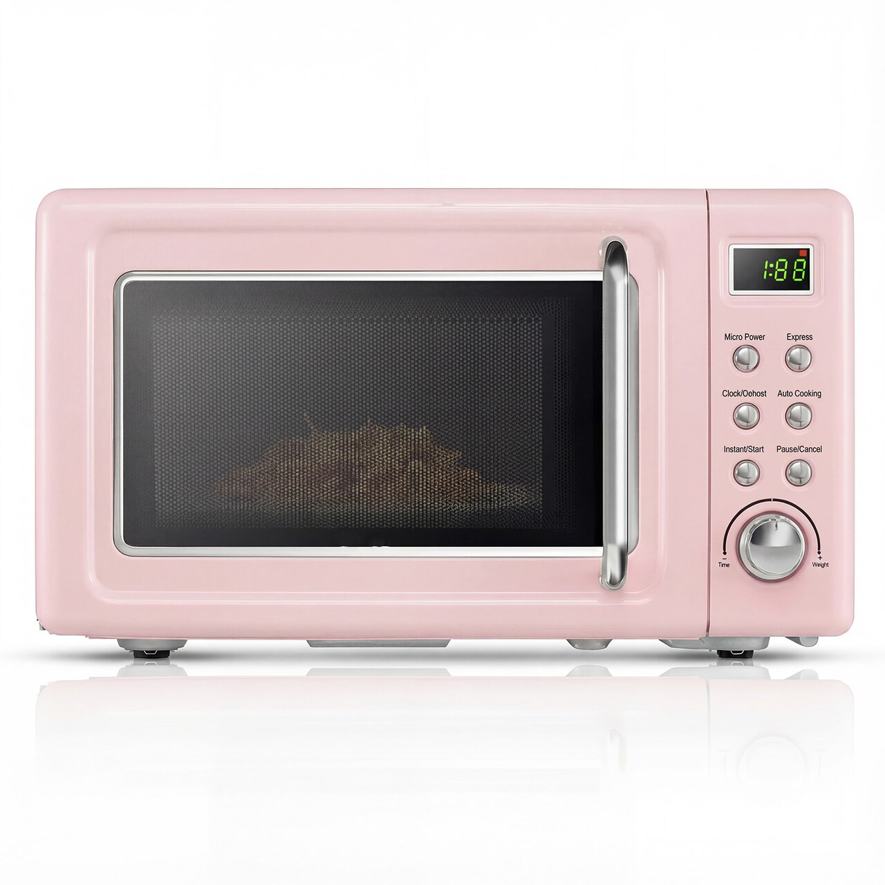Retro 700W Microwave Oven Countertop with 5 Micro Power Settings and Auto Cook